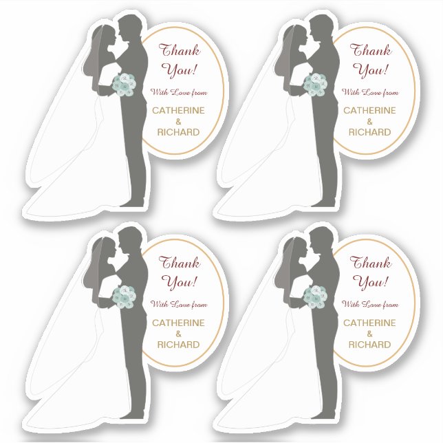 Braut und Groom Wedding Vielen Dank für Ihre Konta Aufkleber (Vorderseite)