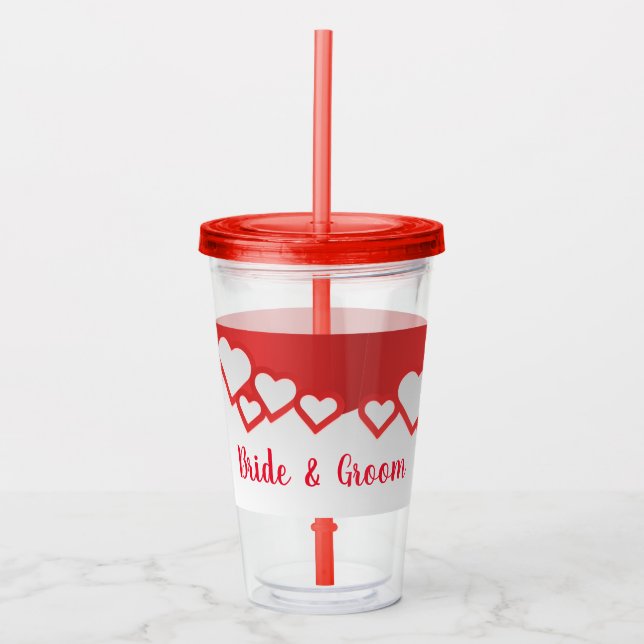 Braut- und Groomherzen Acryltrinkbecher (Vorderseite)