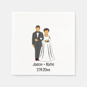 Braut und Groomnamen Hochzeit Serviette