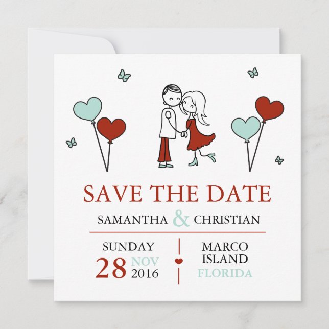 Braut und Hochzeit speichern das Datum Save The Date (Vorderseite)