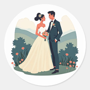 Braut- und Hochzeitsaufkleber Runder Aufkleber