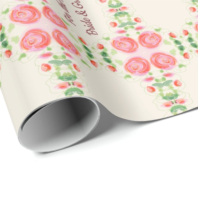 Braut- und Rosenwackelpapier Geschenkpapier (Rolleneckpunkt)