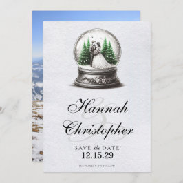 Braut und Schneeglobe Save The Date