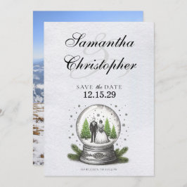 Braut und Schneeglobe Save The Date