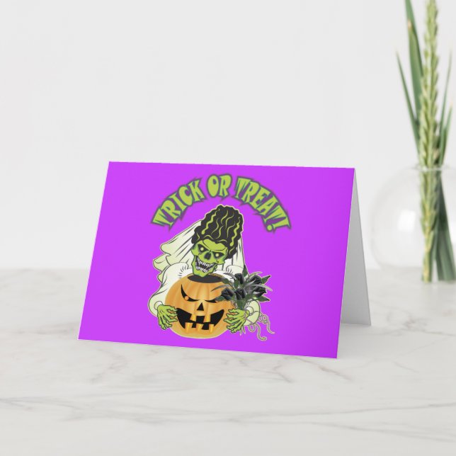 Braut von Frankenstein Schädel Karte (Vorderseite)