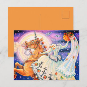 Braut von Sleepy Hollow, kopfloser Reiter-Palomino Feiertagspostkarte