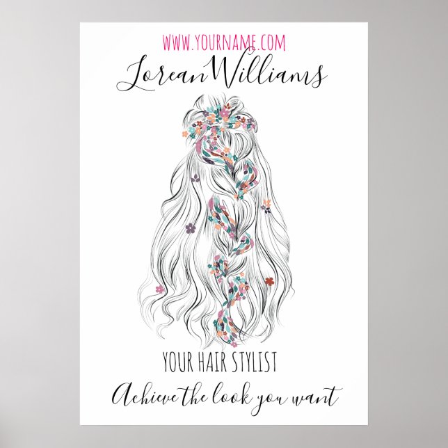 Braut Wavy Braid Haar Blumenfrisur Branding Poster (Vorne)