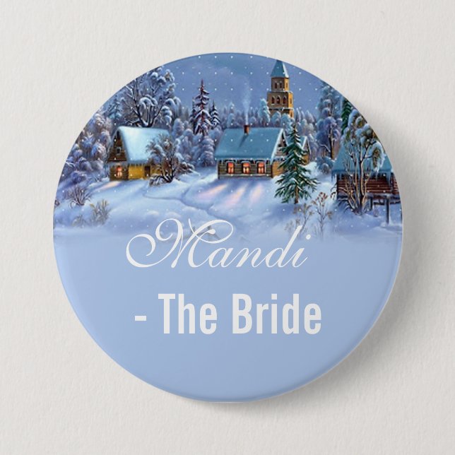 Braut, Weihnachtsbaum Weihnachtszeit verschneiten  Button (Vorderseite)