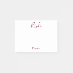 Braut-Weiß und Burgunder Post-it Klebezettel