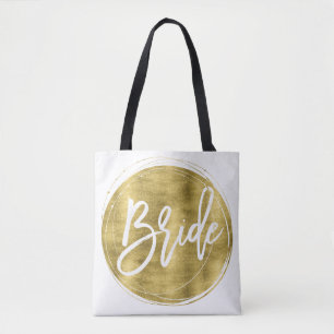 Braut Weißes Hochzeits-Tasche mit goldenem Folien-