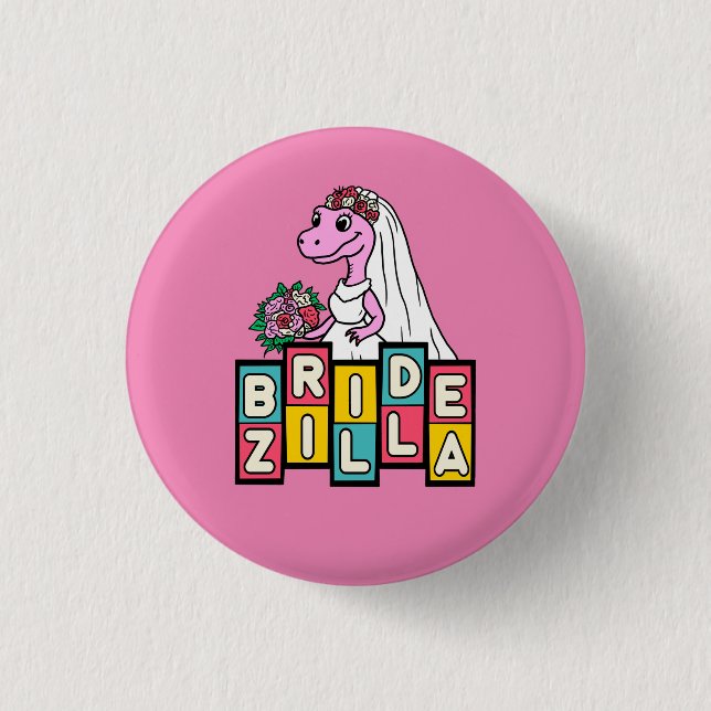 Braut Zilla Retro  Button (Vorderseite)