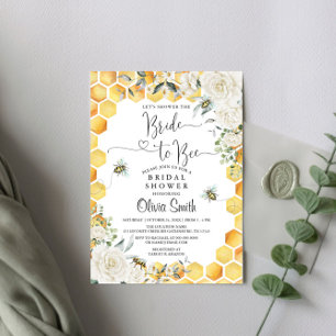Braut zu Bier White Floral Bridal Dusche Einladung