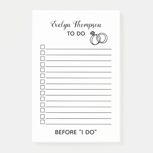 Braut zu List Hochzeit Post-it Klebezettel (Vorderseite)