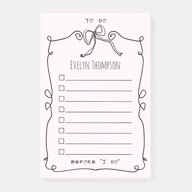 Braut zu List Hochzeit Post-it Klebezettel (Vorderseite)