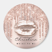 Braut zum Brautparty Küssen Lippen Glitzer Rose