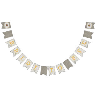 Braut zur Biene - karierte Schwarzweiss-Fahne Wimpelkette