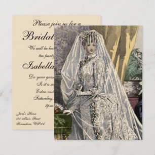 Brautbad Vintage-Hochzeitsporträt Einladung