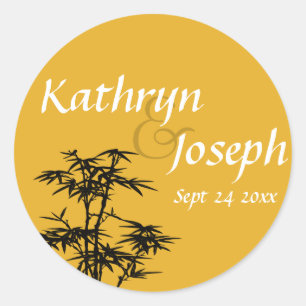 Brautbecher für Mandarin-Orange-Bambus Runder Aufkleber