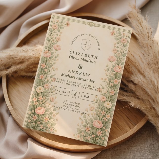 Brautbogen im Vintage-Rosengarten Einladung (Von Creator hochgeladen)