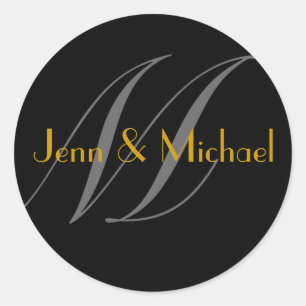 Brautbräuner für Monogram M Gold Siegel Runder Aufkleber