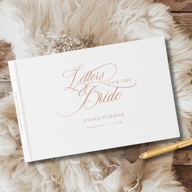 Brautbriefe, modern, elegant, weiß gästebuch (Letters to the Bride, Modern, Elegant, White Guest Book, personalized with your name and date.)