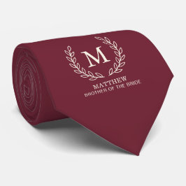 Brautbruder-Monogramm-Hochzeit in Burgund Krawatte
