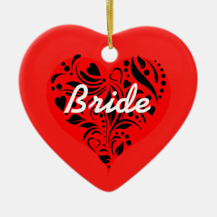 Brautdekoration aus Rot und Schwarz Keramik Ornament