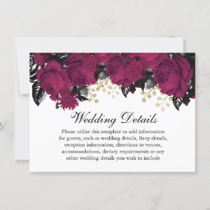 Brautdetails mit rosa Beeren Gold Marsala Blumen Einladung