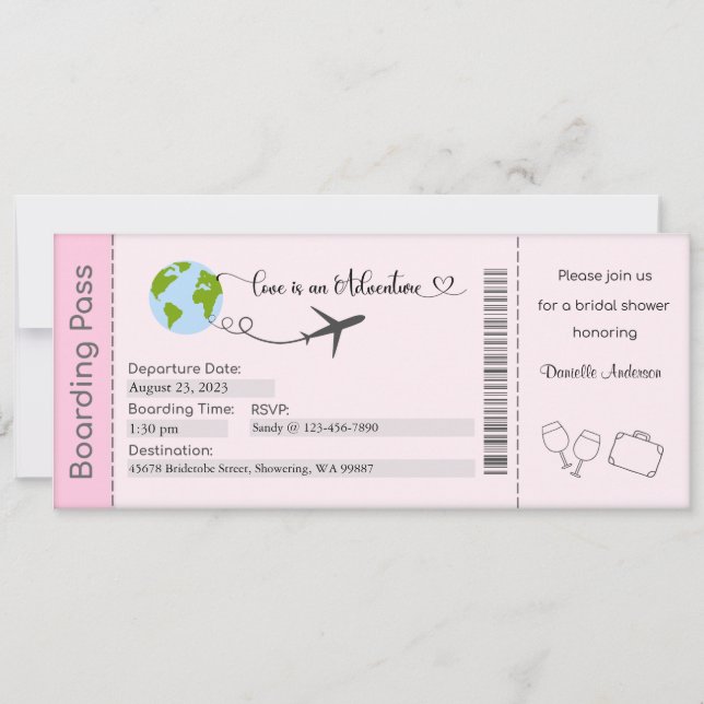 Brautdusche Einladung, Braut zur Einladung (Vorderseite)