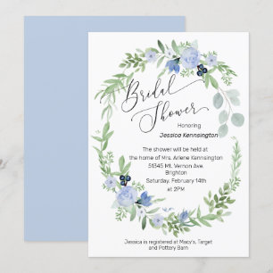 Brautdusche Einladung Eisblauer Blumen