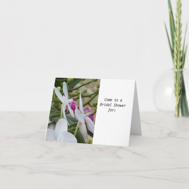 Brautdusche Einladung Lila und weiße Orchideen (Vorderseite)