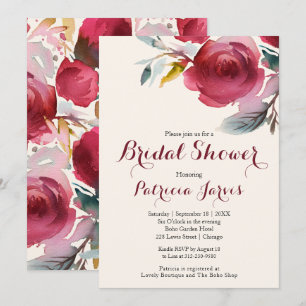 Brautdusche Einladung Marsala Chic Boho Floral