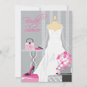 Brautdusche Einladung  Rosa und Silber