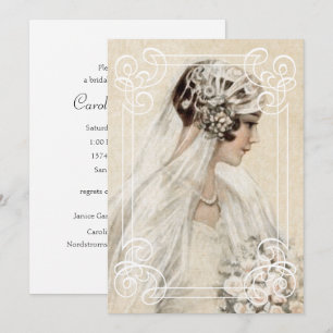 Brautdusche Einladung Vintage Braut mit Rahmen