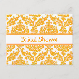 Brautdusche, eleganter gelber Damast Einladungspostkarte