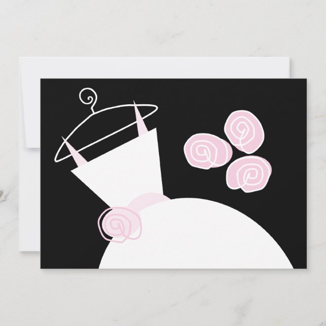 Brautdusche Hochzeitgown Rosa Brautdusche Einladun Einladung (Vorderseite)