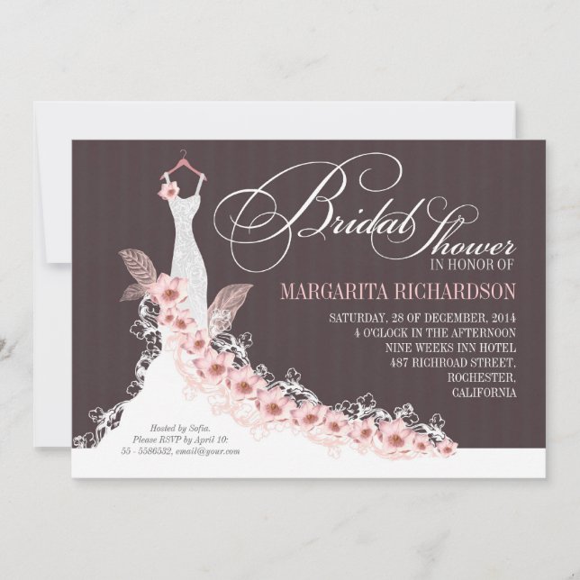 Brautdusche mit Hochzeitskleid Einladung (Vorderseite)