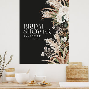 Brautdusche Pampas Terrakotta modern schwarzer Sch Poster
