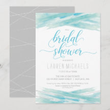 Brautdusche, Wasserfarbe, Blau, Silber