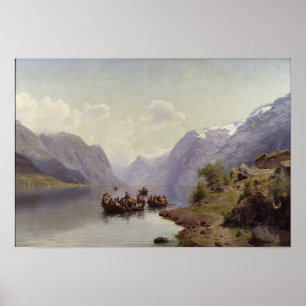 Brauteskorte auf dem Hardanger Fjord, 1865 Poster