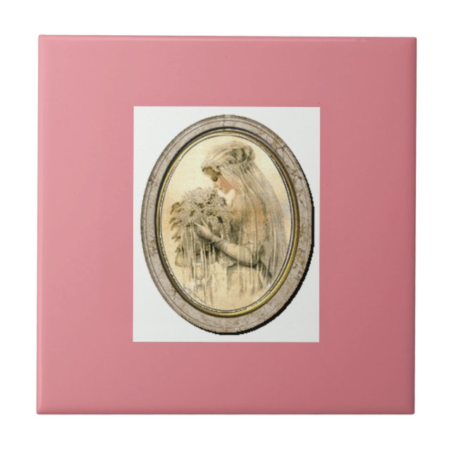 Brautfliese aus rosa Keramik im Vintage-Stil Fliese (Vorderseite)