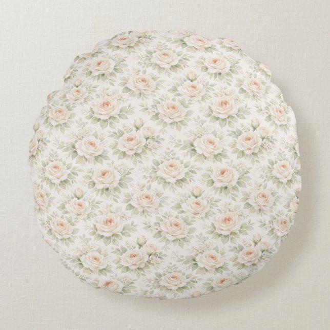 Brautflorales Muster Rundes Kissen (Vorderseite)