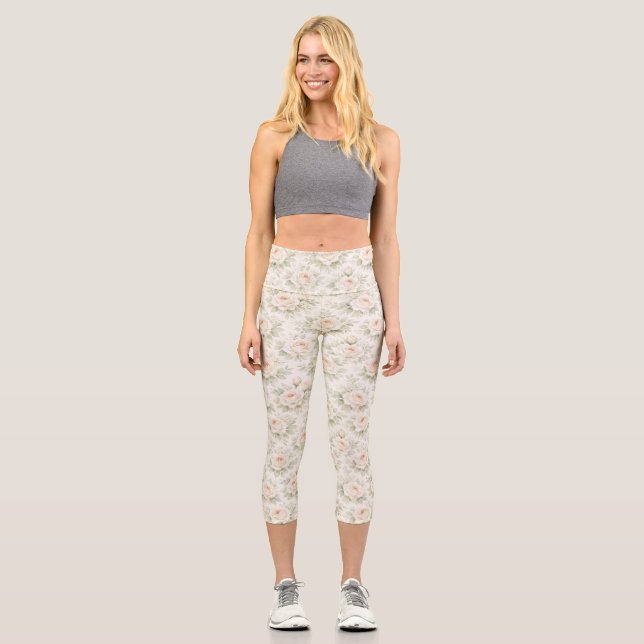 Brautfloralmuster Capri Leggings (Vorderseite)