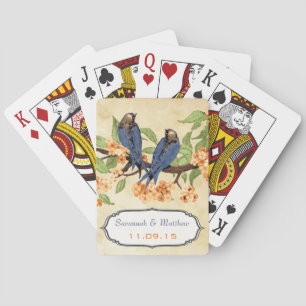 Brautgeschenk im Vintage-Stil mit Navy-Liebesvögel Spielkarten