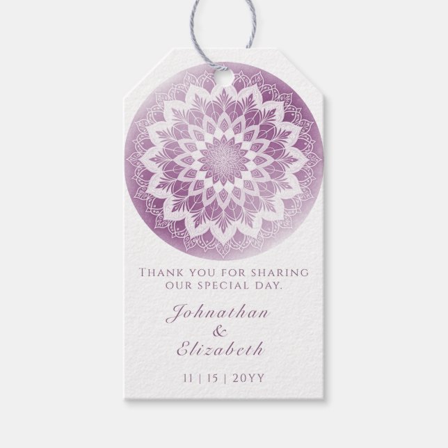 Brautgeschenk mit rosa Spitzen-Mandala Geschenkanhänger (Vorderseite)