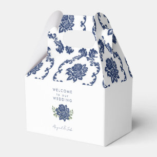 Brautgeschenkbox Navy Damast Geschenkschachtel