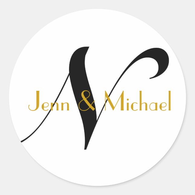 Brautgrabnamen Monogramm N Aufkleber Gold (Vorderseite)