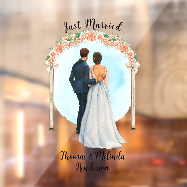 Brautgroom Alter Rose anpassen Nur verheiratetes A Fensteraufkleber (Blatt 2)