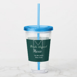 Brautgruppe Name Monogramm Brautjungfer Blau Acryltrinkbecher