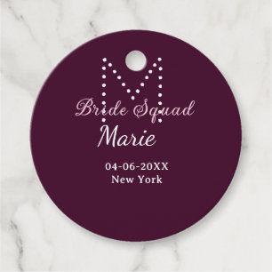 Brautgruppe Name Monogramm Brautjungfer Mauve Geschenkanhänger